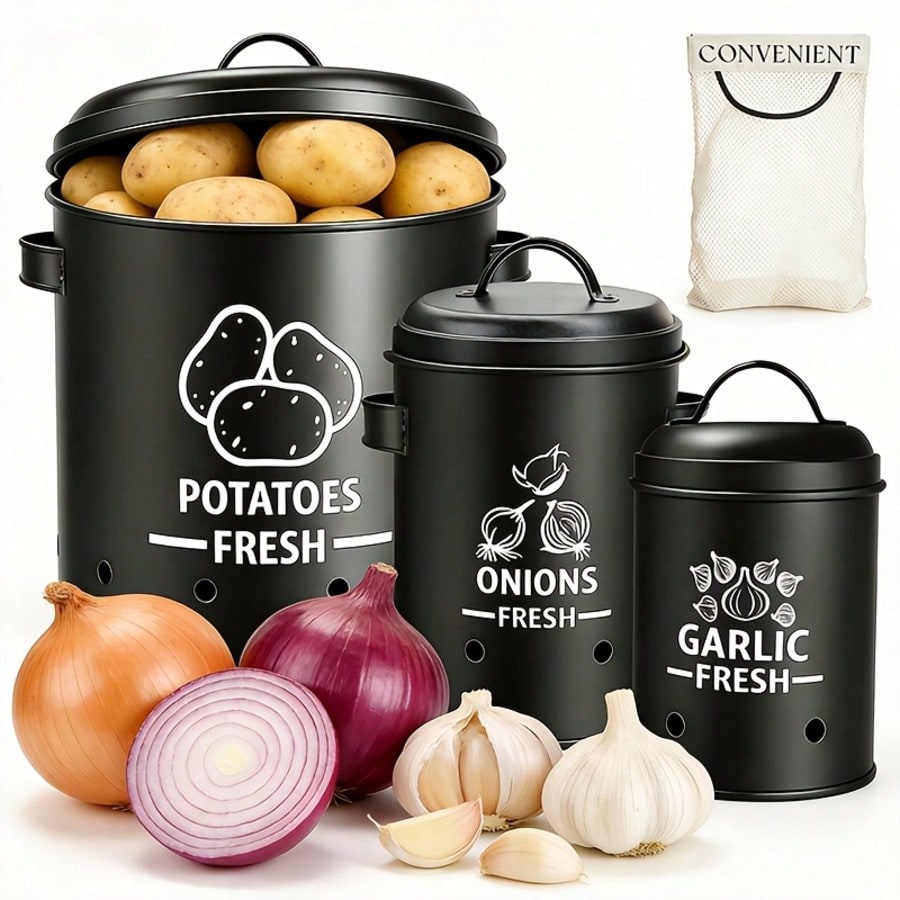 Kitchen Appliances Organizer - Juego de recipientes para almacenar patatas,