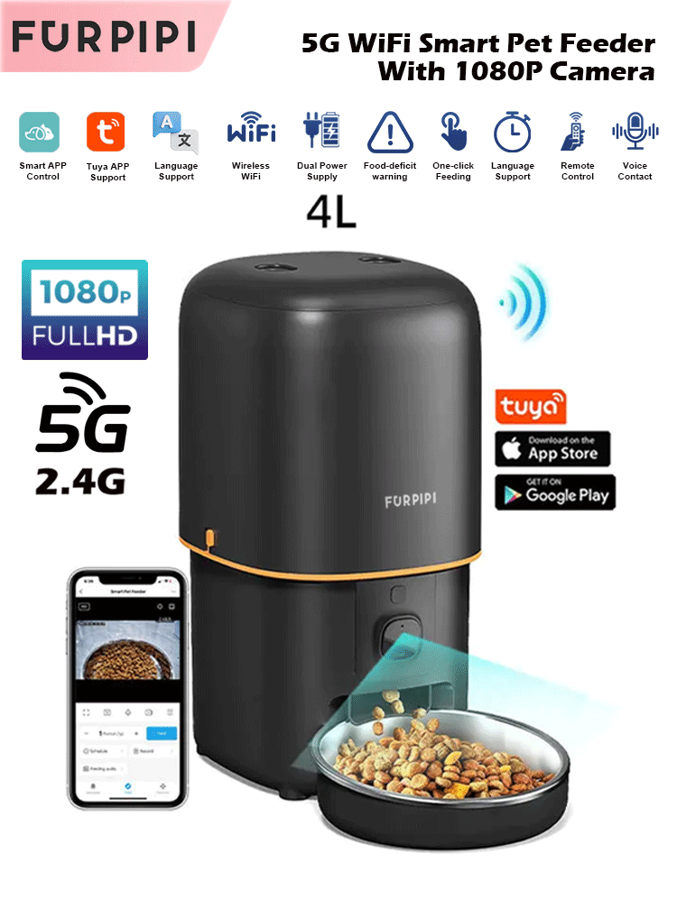 Kitchen Appliances Video - Alimentador automático para gatos, cámara inteligente